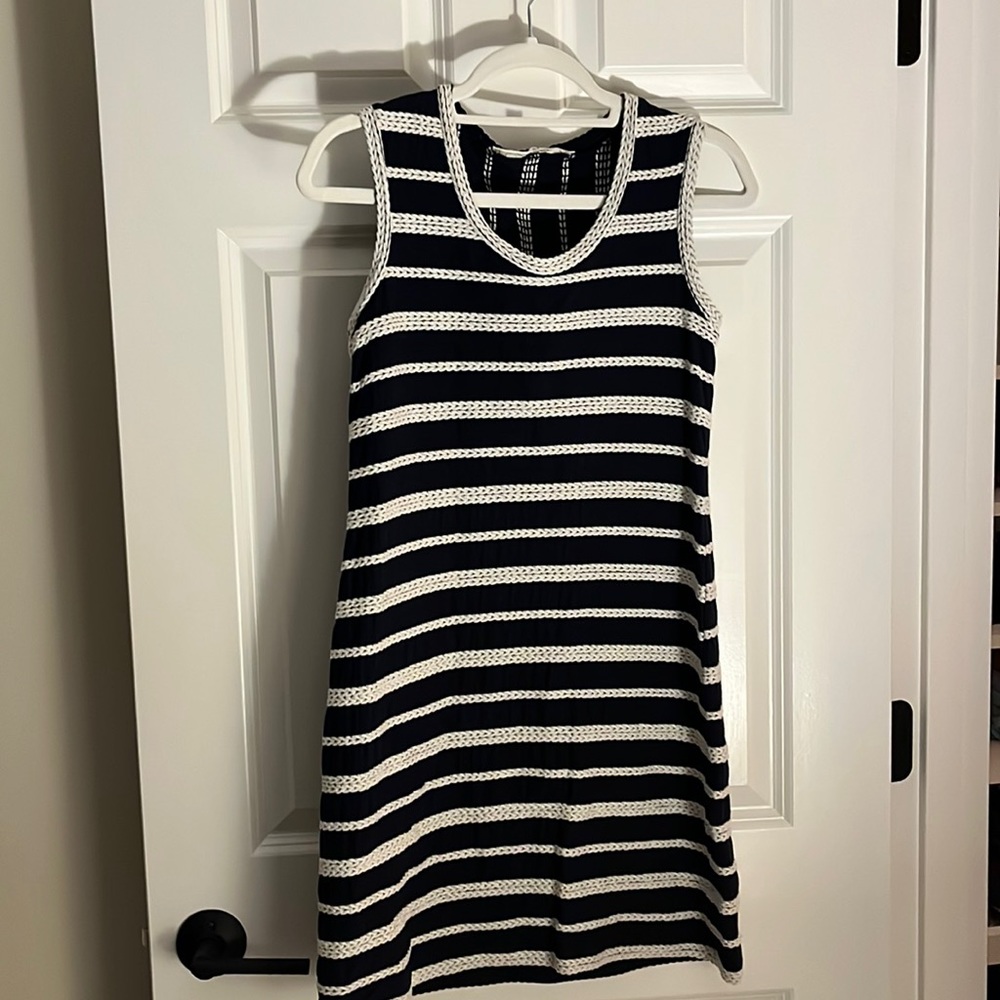 Navy and white stripe dress